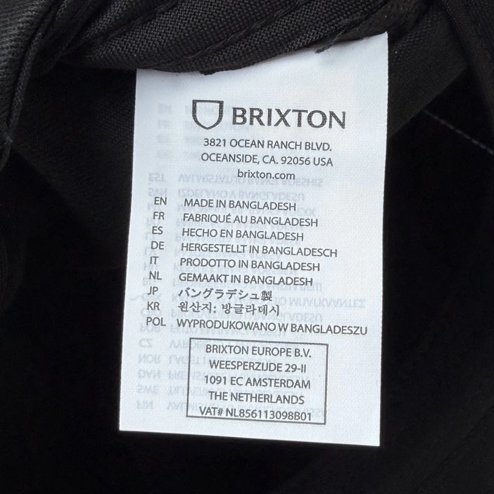 Brixton Manufacturing Co Trucker Snapback Hat Black Patch Logo Cap Retro Skater